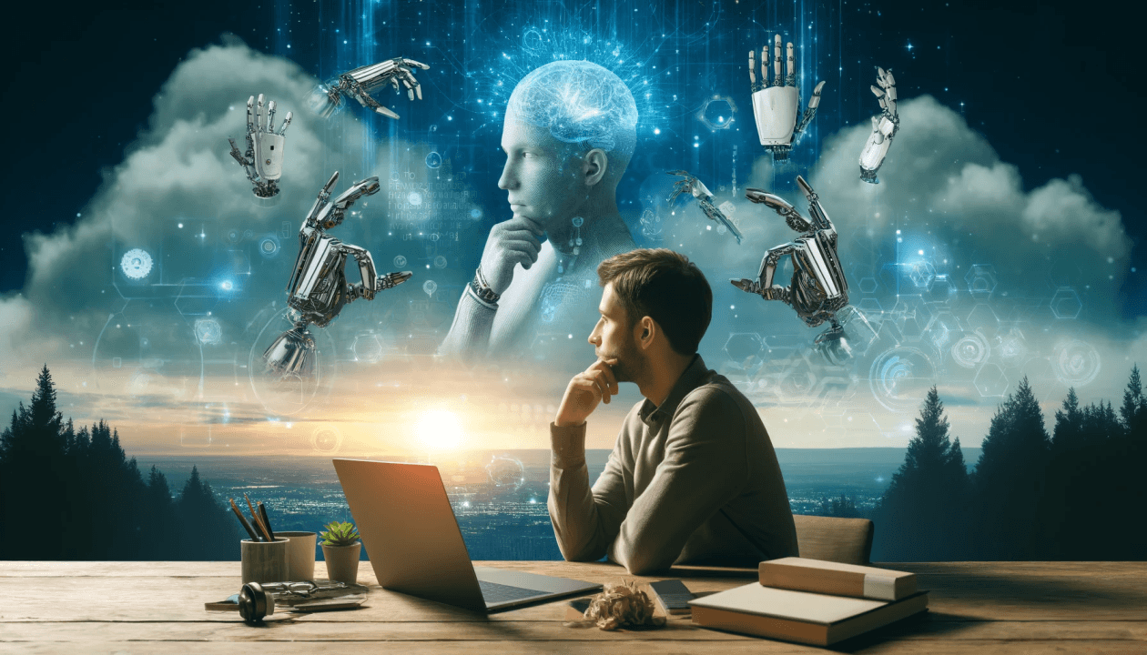 Human reflecting on AI